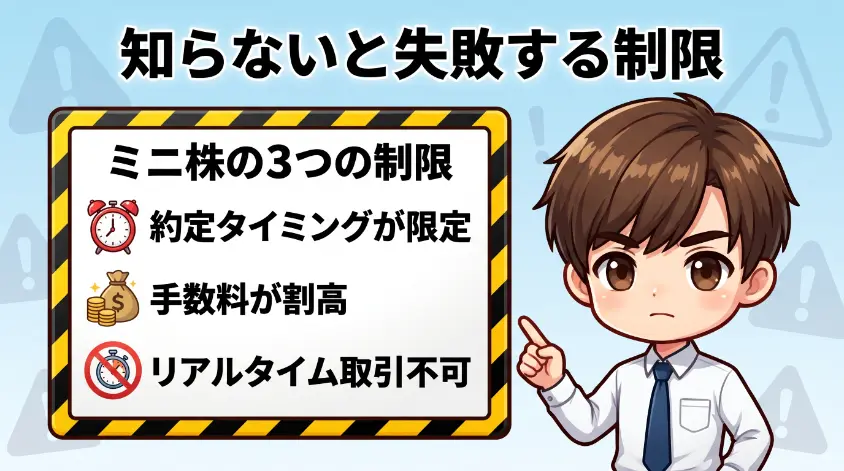 1.3　ミニ株特有の制限　失敗の温床になりやすいポイント